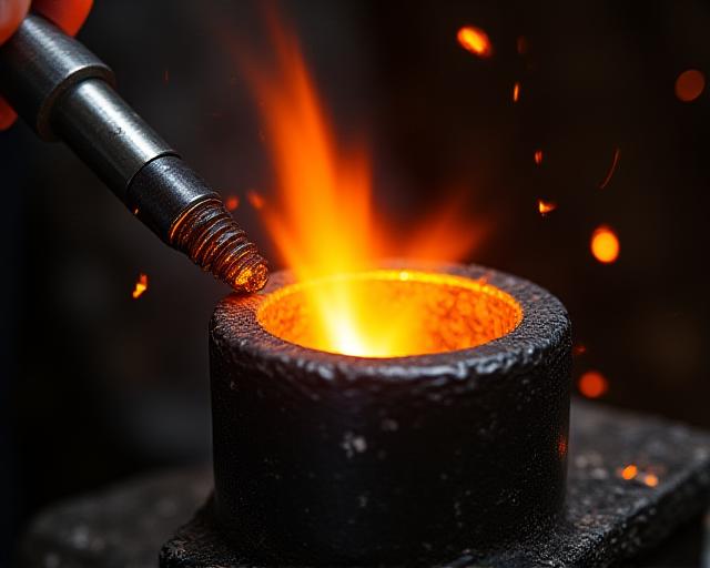 Dettaglio del processo di fusione dei metalli artigianali