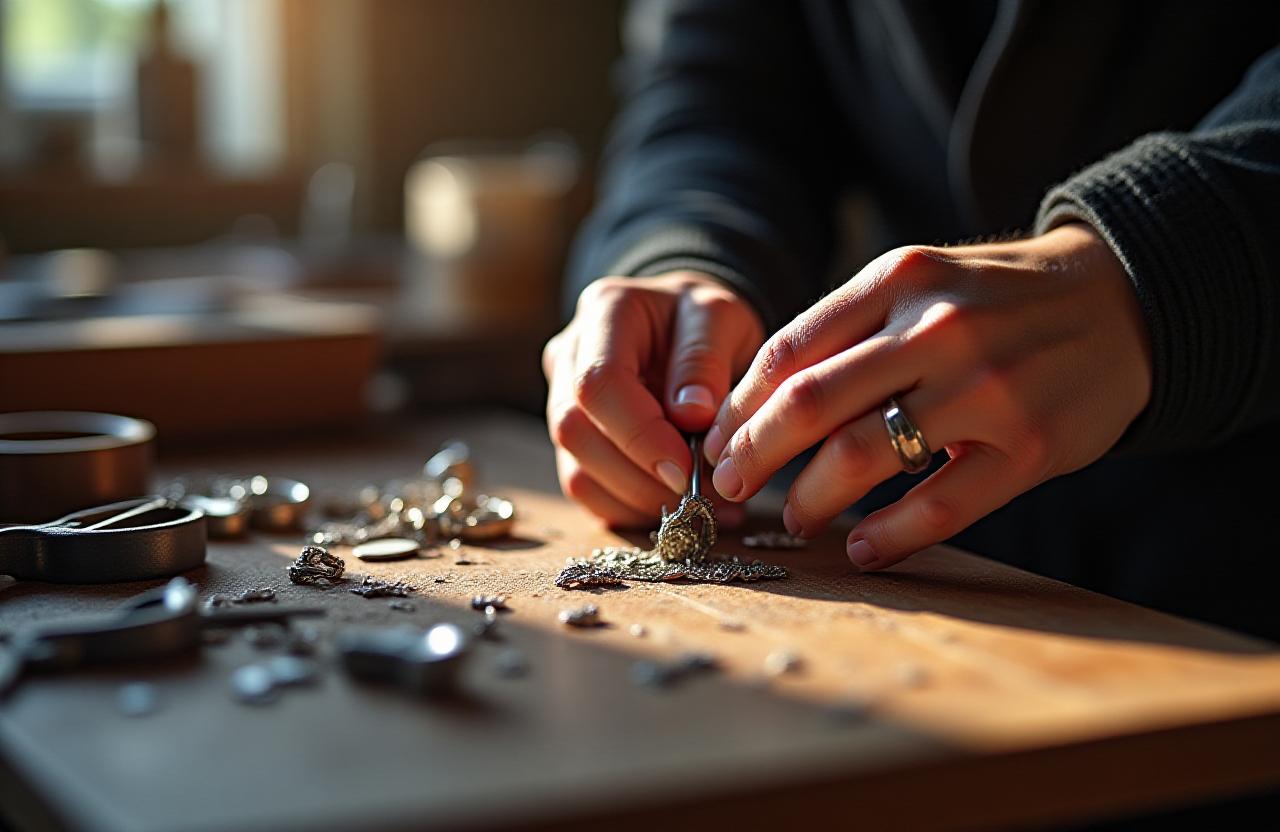 Artigiano al lavoro nel laboratorio Fiume Creations a Roma